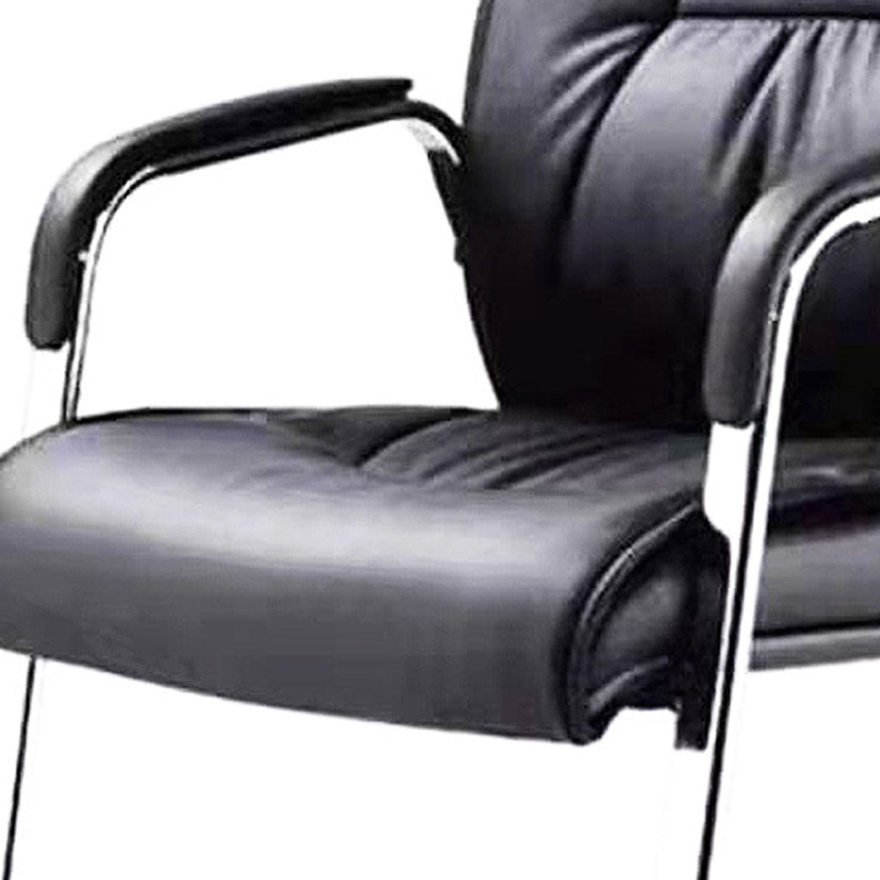 High Back Office Chair Faux Leather Padded Fixed Arms Conference Chair