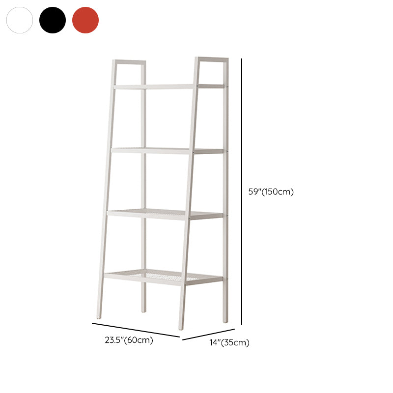 Contemporary Metal Bookshelf Ladder Shelf Bookcase for Study Room