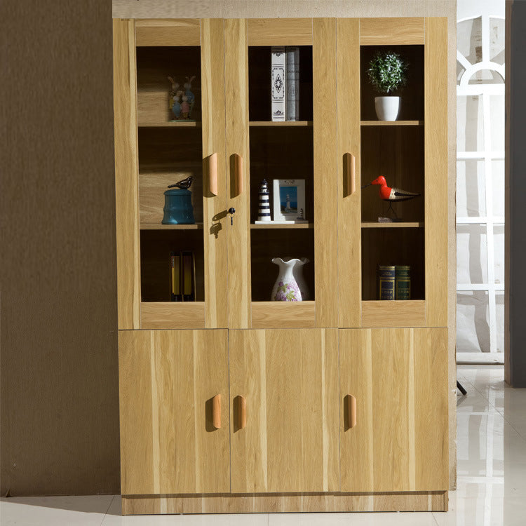 Modern Bookcase Closed Back Engineered Wood Bookshelf with Doors