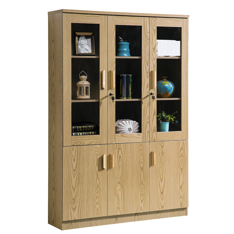 Modern Bookcase Closed Back Engineered Wood Bookshelf with Doors