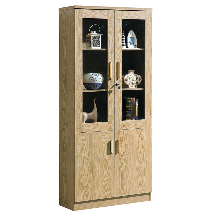 Contemporary Bookcase Closed Back Vertical Engineered Wood Shelf Bookcase with Doors