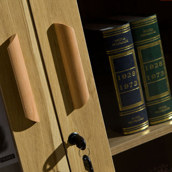 Contemporary Bookcase Closed Back Vertical Engineered Wood Shelf Bookcase with Doors