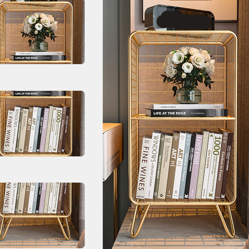 Glam Metal Bookshelf Standard Shelf Bookcase for Home Office 11.8" W