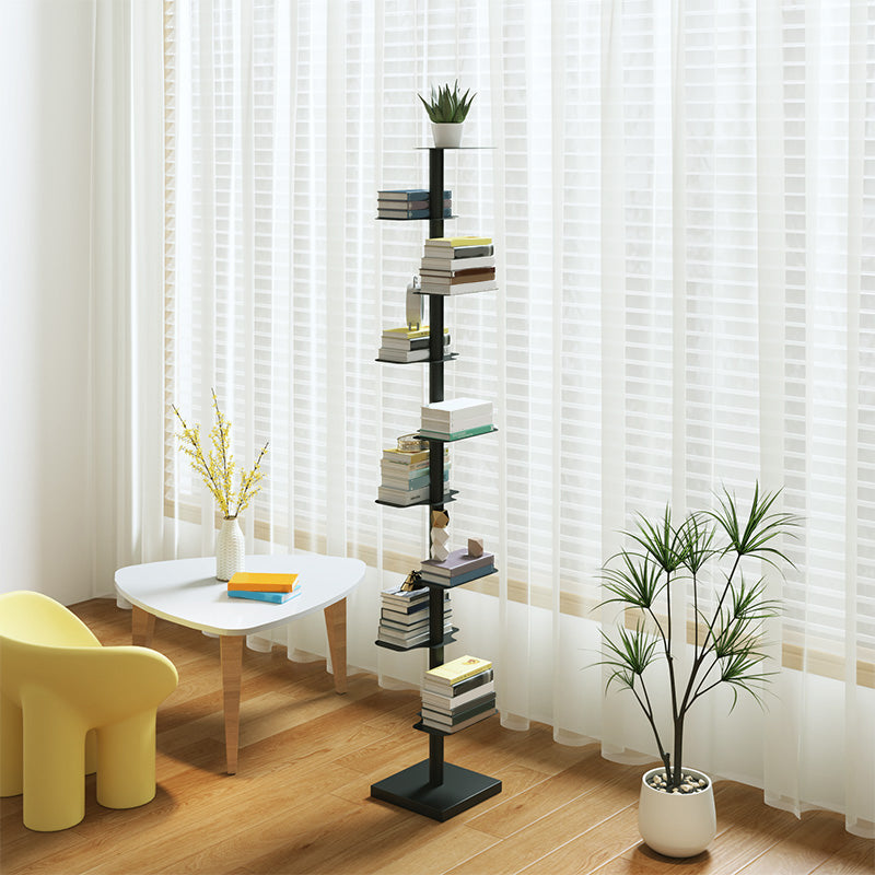 White/Black Bookcase Contemporary Style Bookshelf for Home and Office