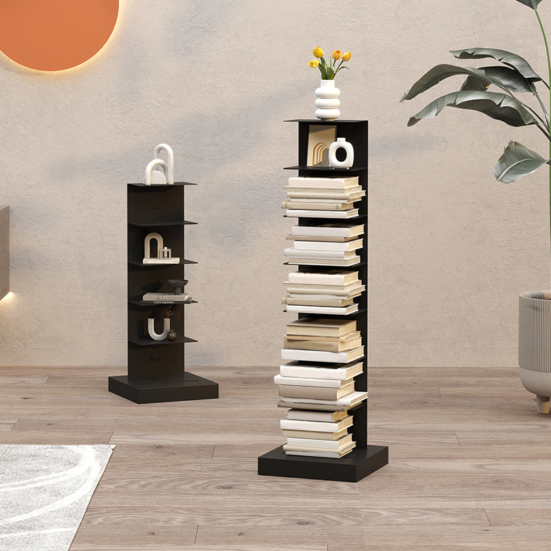 Contemporary Metal Bookshelf Black Geometric Shelf Bookcase for Study Room