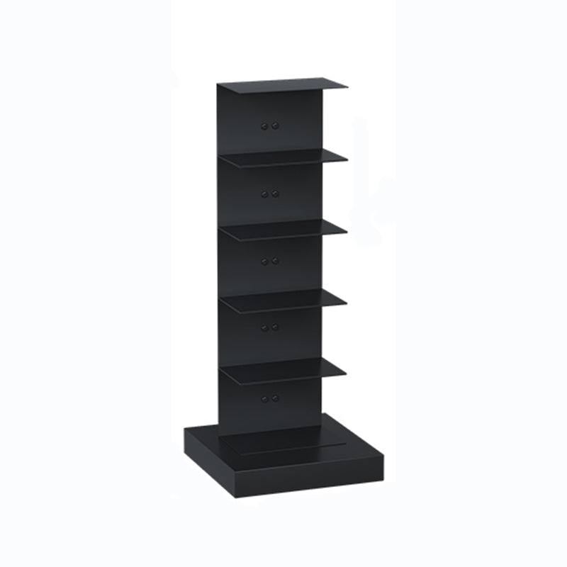 Contemporary Metal Bookshelf Black Geometric Shelf Bookcase for Study Room