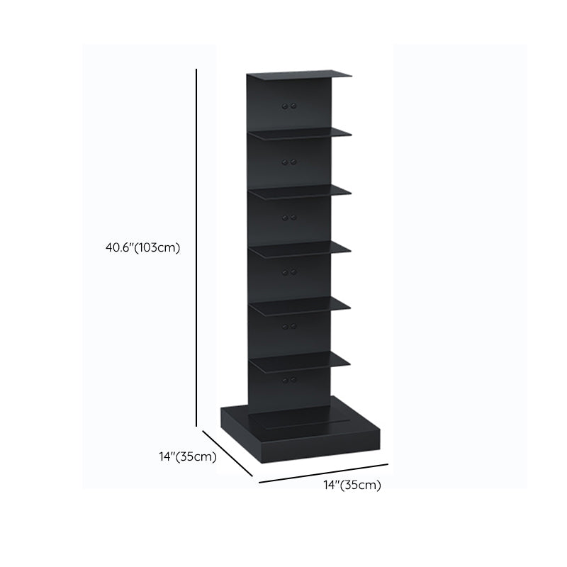 Contemporary Metal Bookshelf Black Geometric Shelf Bookcase for Study Room