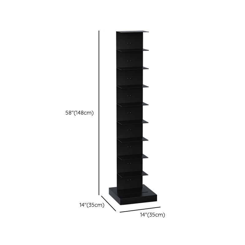 Contemporary Metal Bookshelf Black Geometric Shelf Bookcase for Study Room