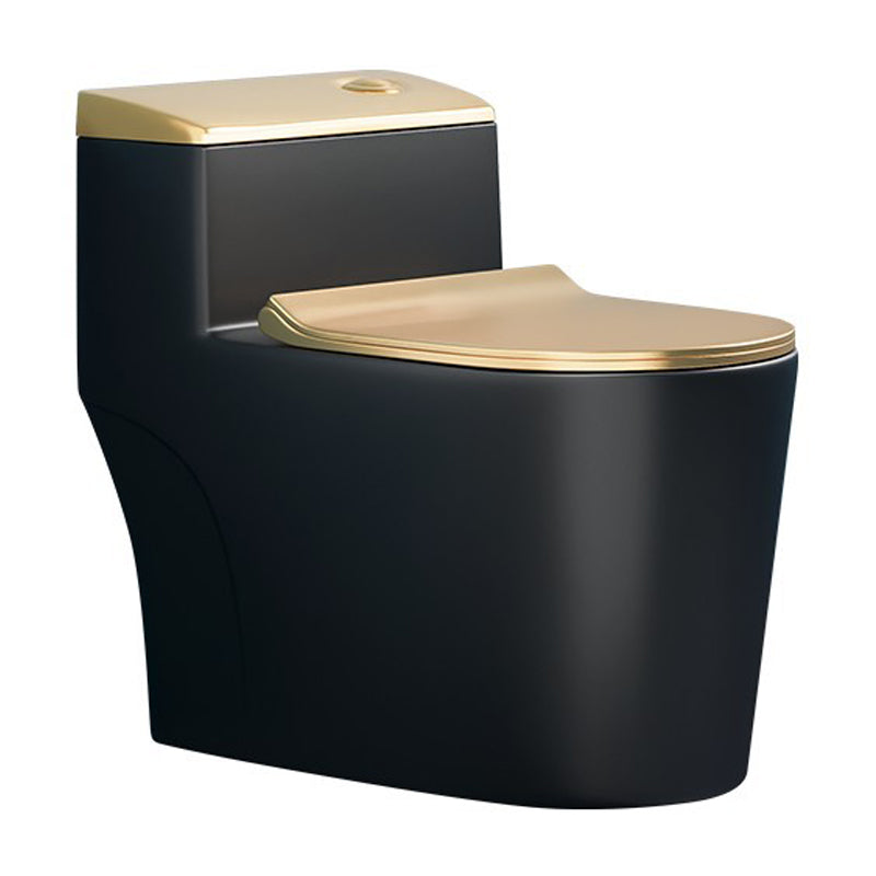 Traditional One Piece Toilet Floor Mounted Black Toilet Bowl with Seat for Washroom