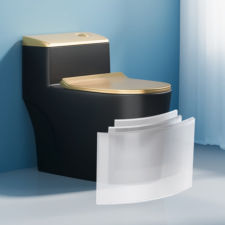 Traditional One Piece Toilet Floor Mounted Black Toilet Bowl with Seat for Washroom