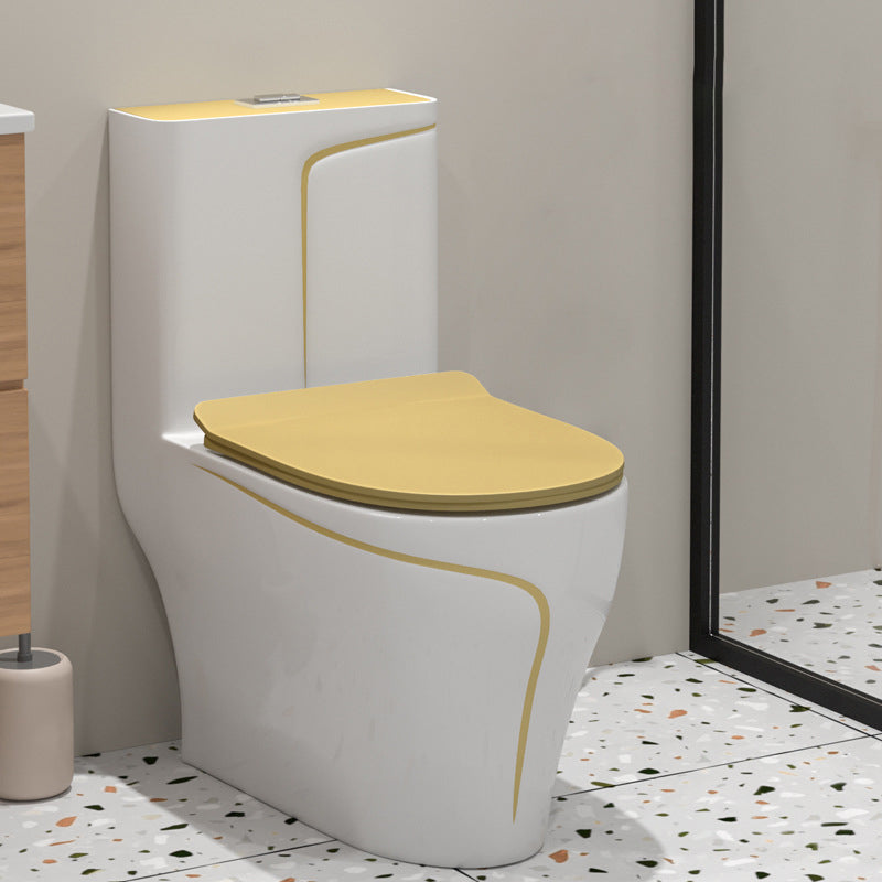 Traditional Skirted Toilet Floor Mount One-Piece Flush Toilet with Slow Close Seat