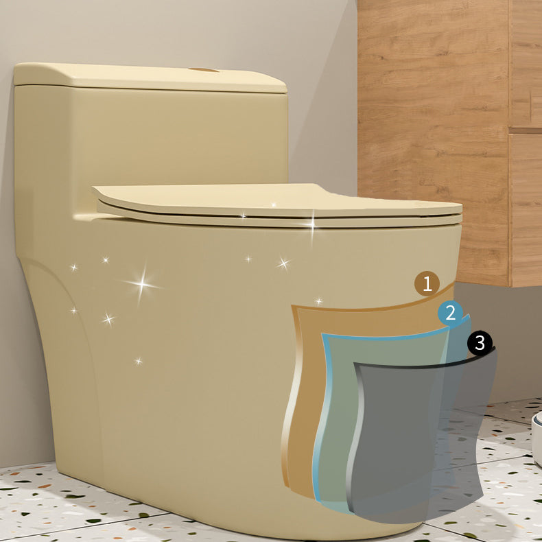Traditional Skirted Toilet Floor Mount One-Piece Flush Toilet with Slow Close Seat