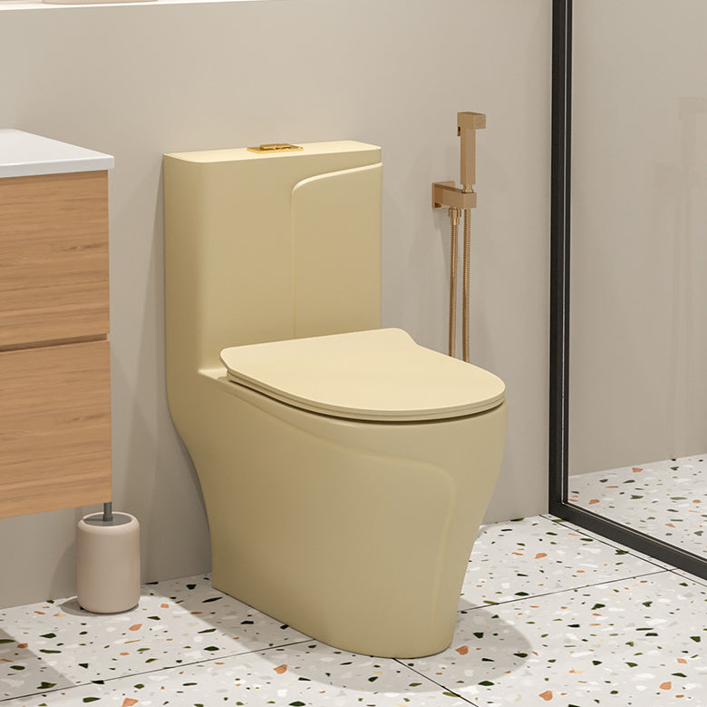 Traditional Skirted Toilet Floor Mount One-Piece Flush Toilet with Slow Close Seat