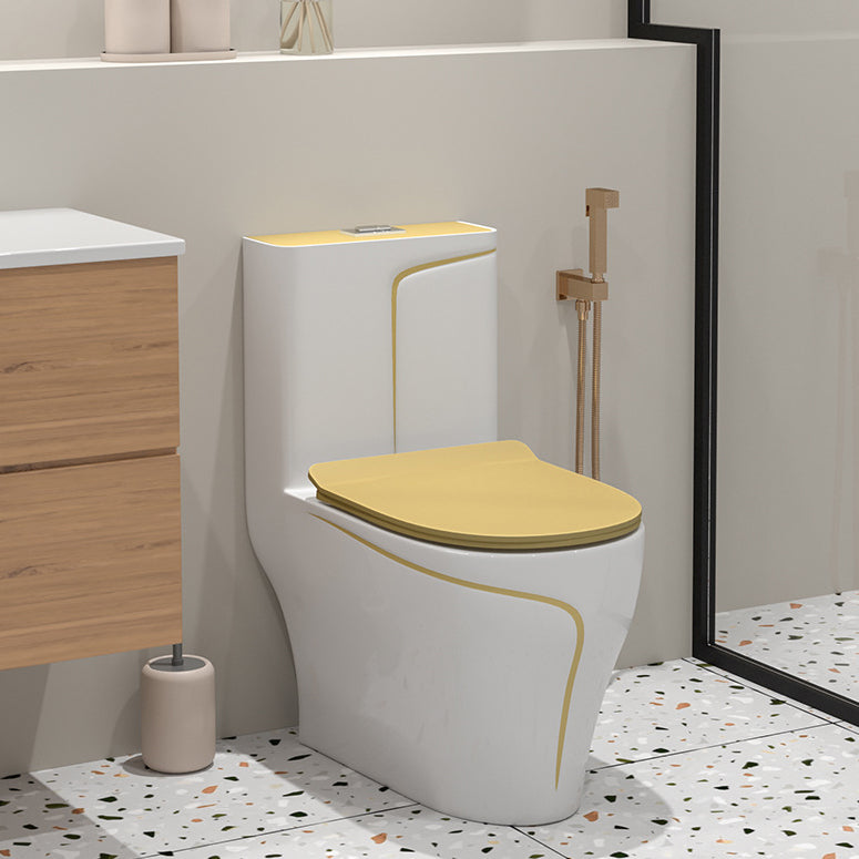 Traditional Skirted Toilet Floor Mount One-Piece Flush Toilet with Slow Close Seat