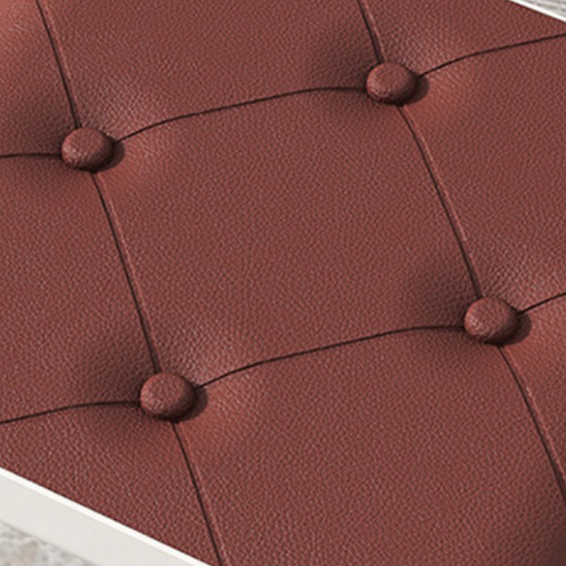 Faux Leather Pouf Whole Colored Modern Tufted Rectangle Stain Resistant Ottoman