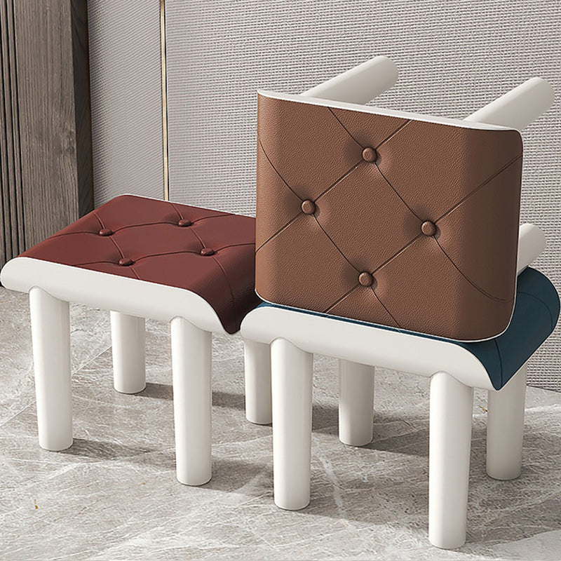 Faux Leather Pouf Whole Colored Modern Tufted Rectangle Stain Resistant Ottoman