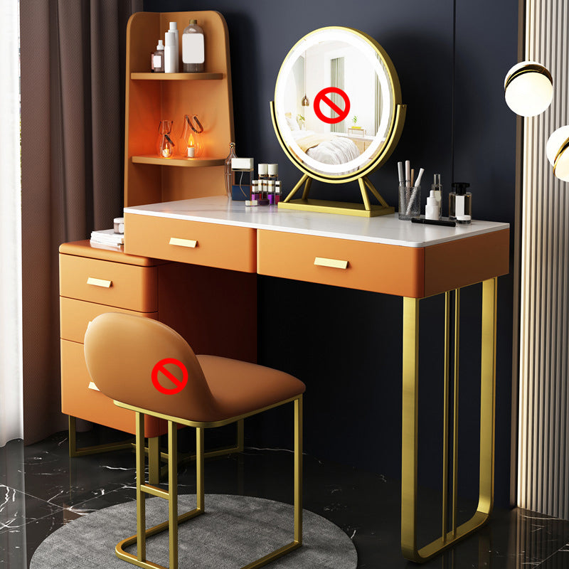 5-Drawer Slate Vanity Makeup Desk with Storage Shelves - 51.2" H