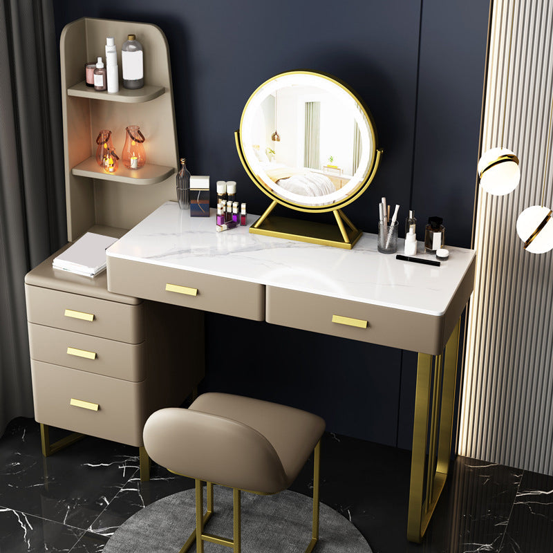 5-Drawer Slate Vanity Makeup Desk with Storage Shelves - 51.2" H