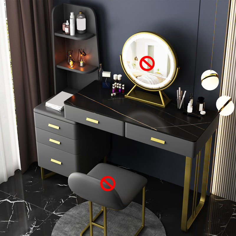 5-Drawer Slate Vanity Makeup Desk with Storage Shelves - 51.2" H