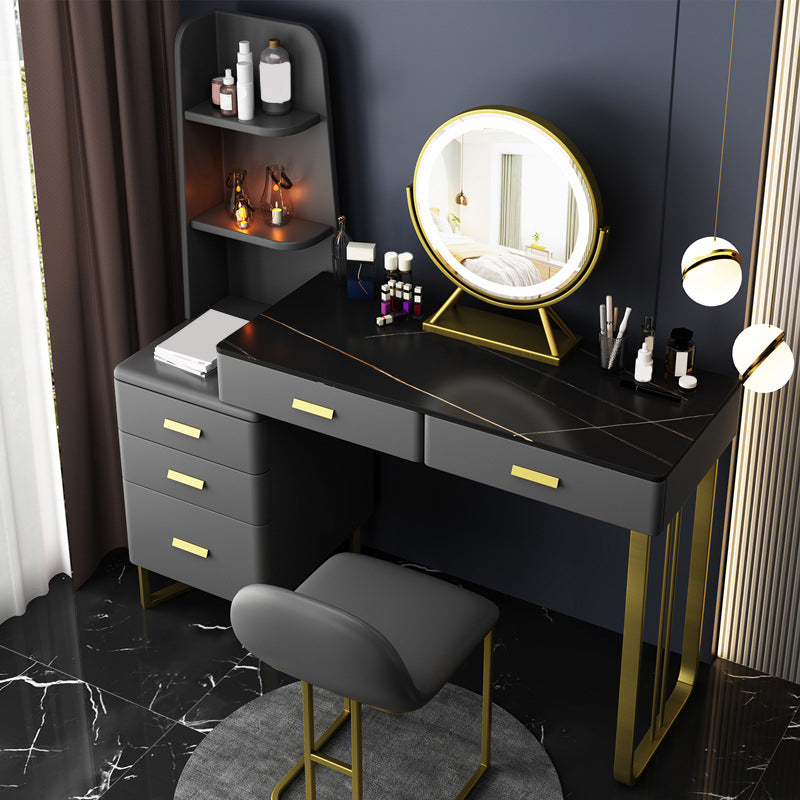 5-Drawer Slate Vanity Makeup Desk with Storage Shelves - 51.2" H