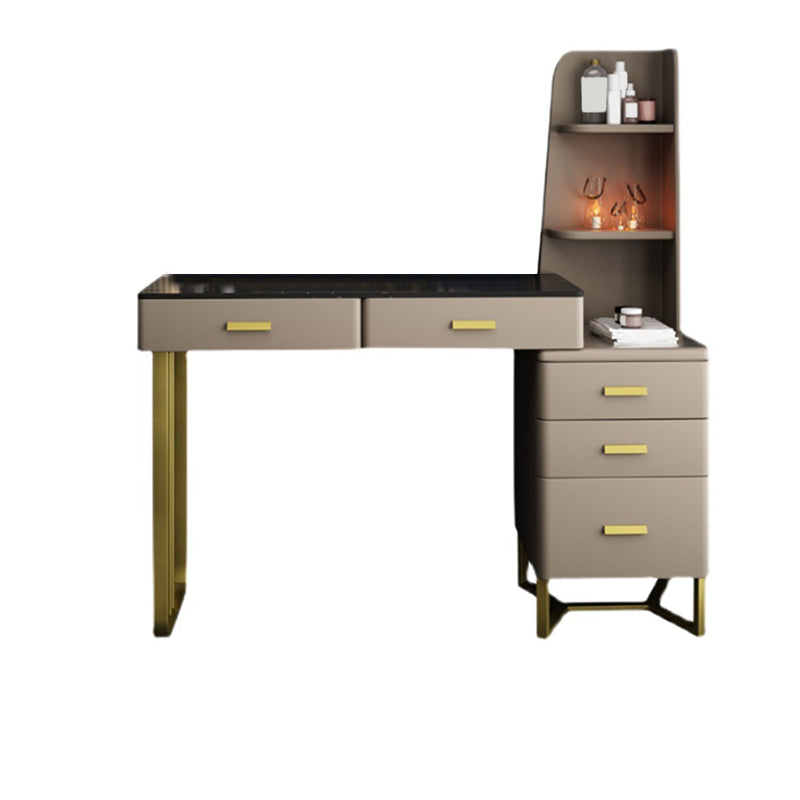 5-Drawer Slate Vanity Makeup Desk with Storage Shelves - 51.2" H