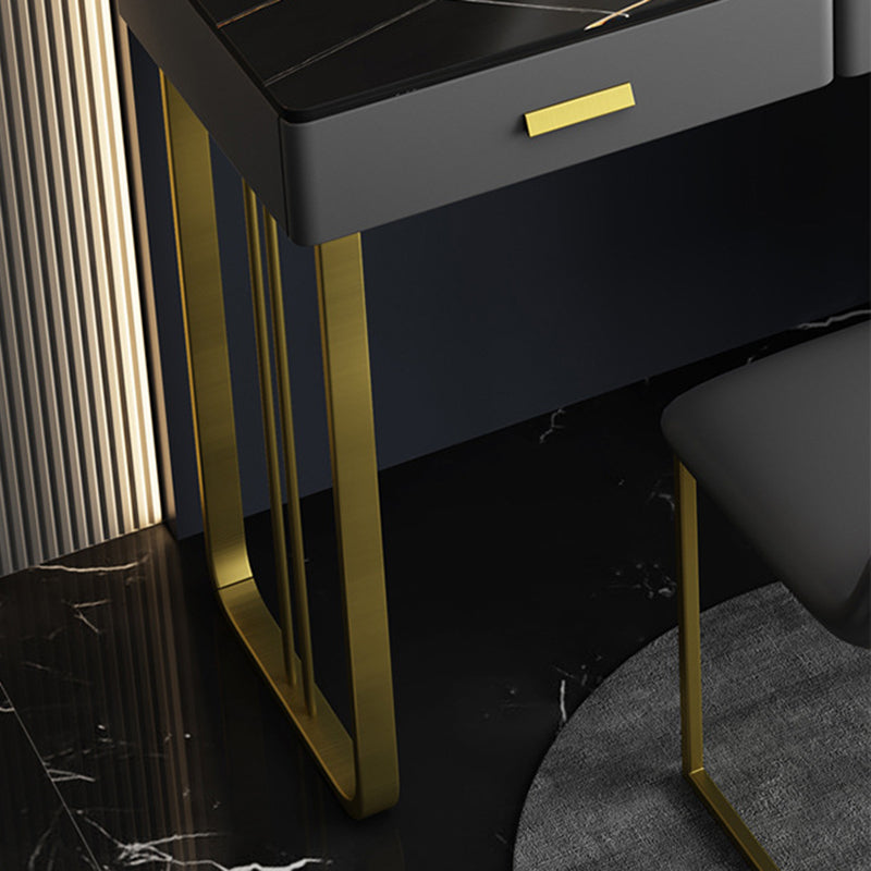 5-Drawer Slate Vanity Makeup Desk with Storage Shelves - 51.2" H