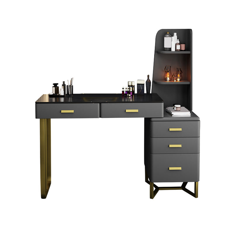 5-Drawer Slate Vanity Makeup Desk with Storage Shelves - 51.2" H