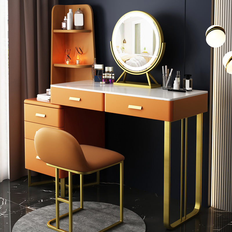 5-Drawer Slate Vanity Makeup Desk with Storage Shelves - 51.2" H