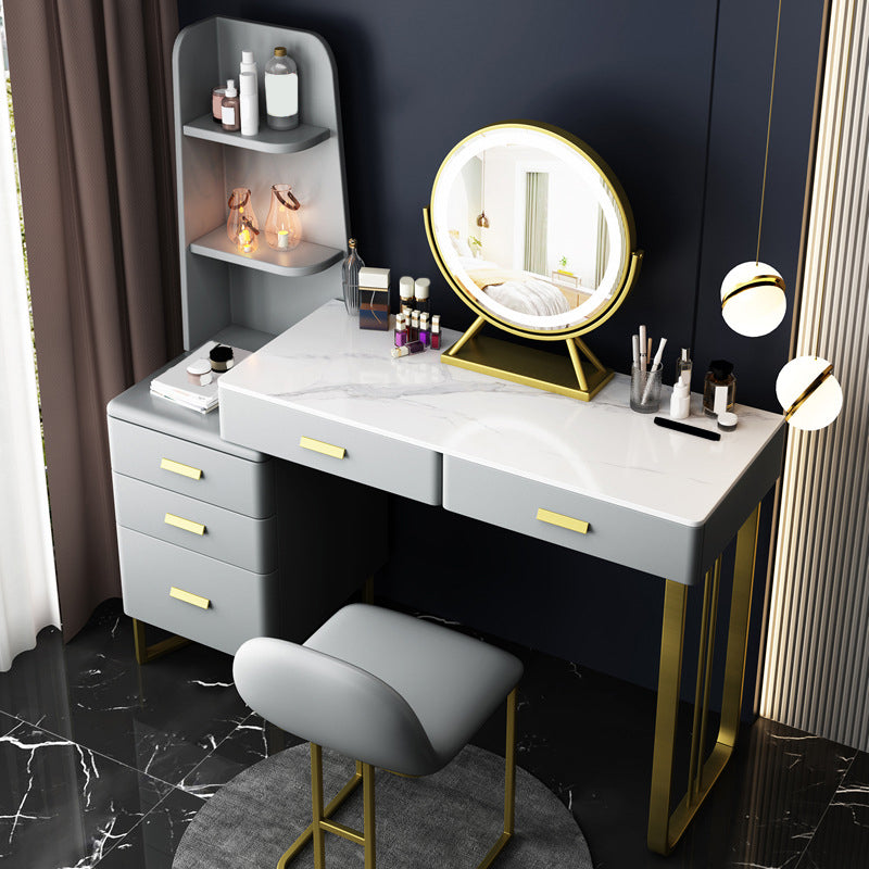 5-Drawer Slate Vanity Makeup Desk with Storage Shelves - 51.2" H