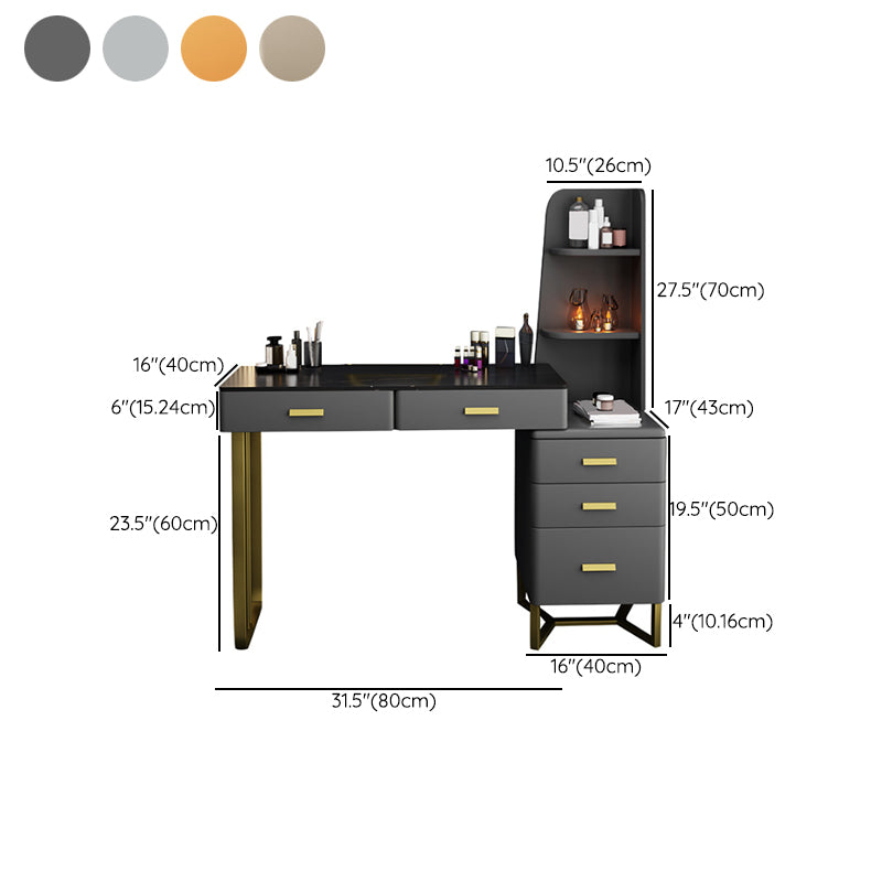 5-Drawer Slate Vanity Makeup Desk with Storage Shelves - 51.2" H