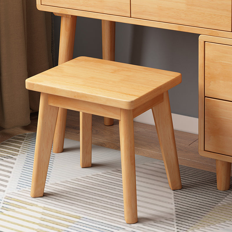 31. 5" W Wood Vanity Table with Mirror & Stool 4 Drawers Simple Makeup Vanity Table Set