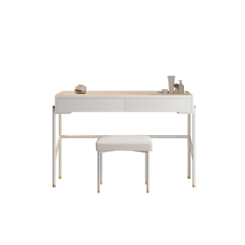2 Drawers Makeup Table Desk Contemporary White Solid Wood Vanity