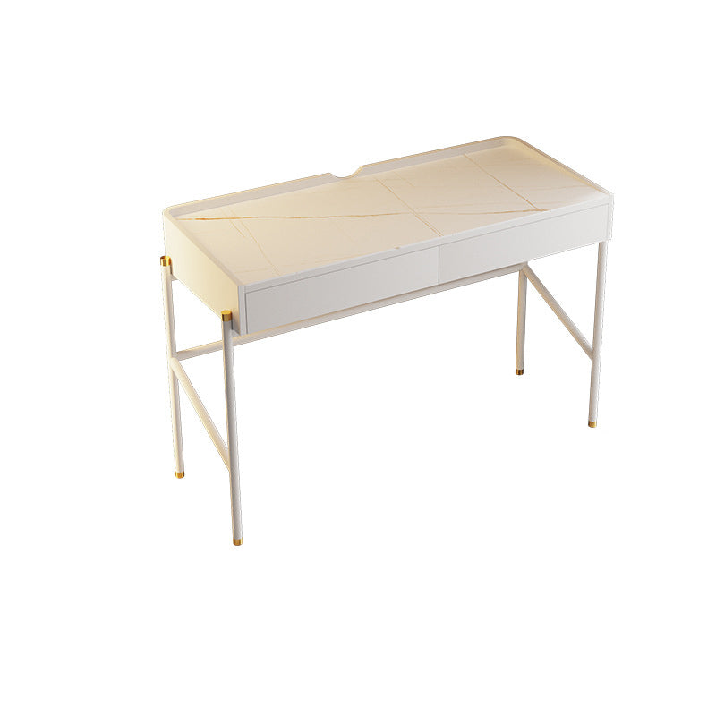 2 Drawers Makeup Table Desk Contemporary White Solid Wood Vanity