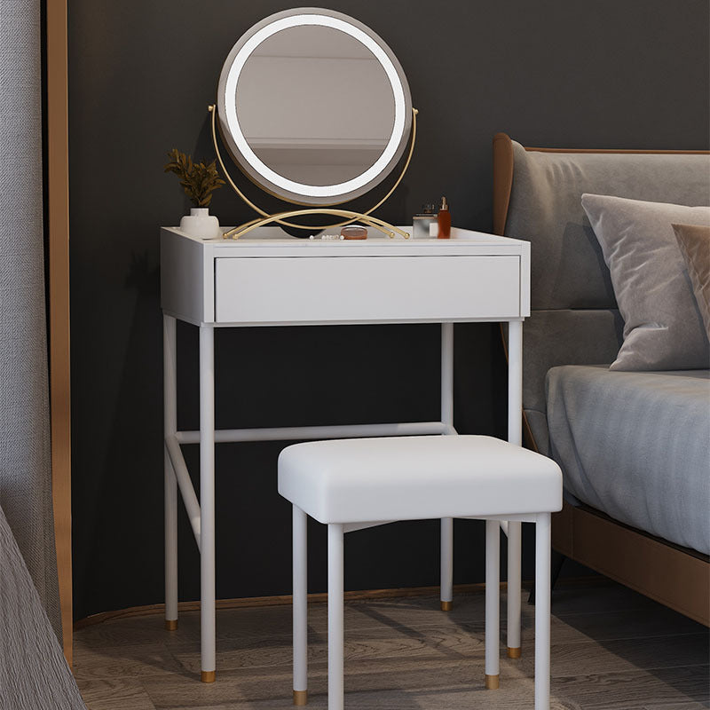 Modern White Vanity Solid Wood Makeup Dressing Table Stool Set