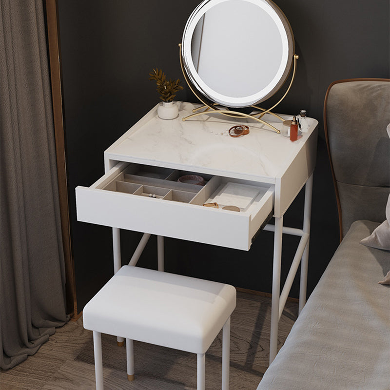 Modern White Vanity Solid Wood Makeup Dressing Table Stool Set