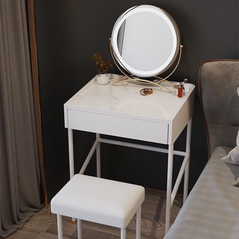 Modern White Vanity Solid Wood Makeup Dressing Table Stool Set