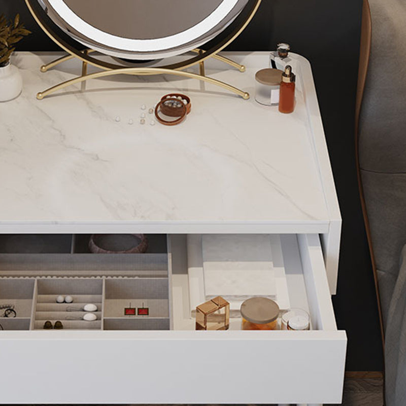 Modern White Vanity Solid Wood Makeup Dressing Table Stool Set