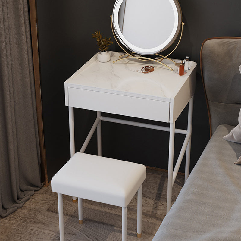 Modern White Vanity Solid Wood Makeup Dressing Table Stool Set