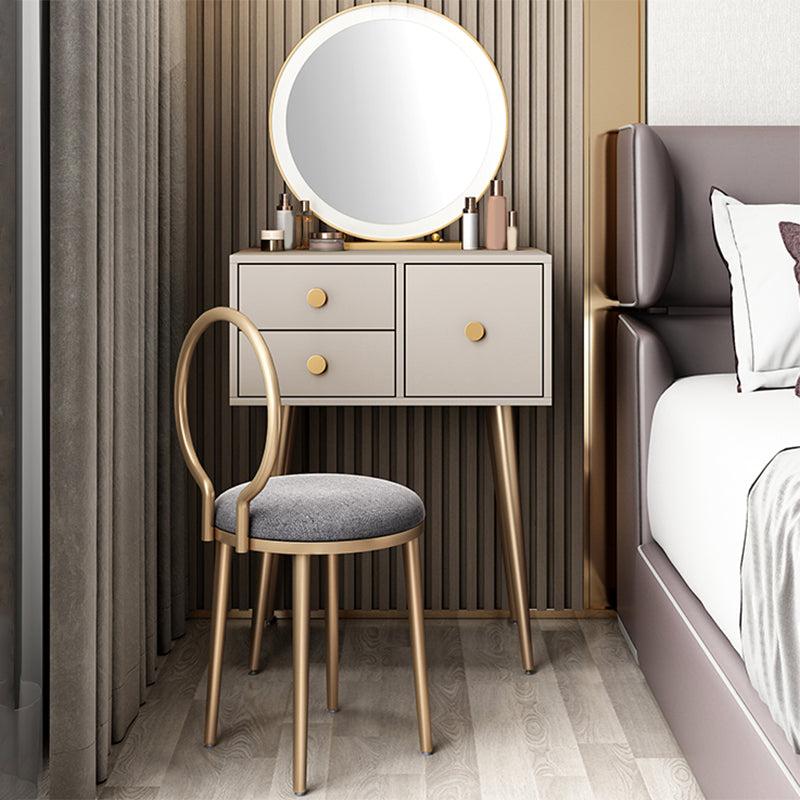 23. 6" Wide Vanity Table Set with Stool Modern 3-Drawer Dressing Table