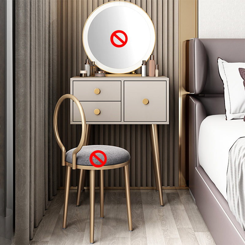 23. 6" Wide Vanity Table Set with Stool Modern 3-Drawer Dressing Table