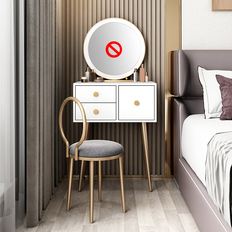 23. 6" Wide Vanity Table Set with Stool Modern 3-Drawer Dressing Table