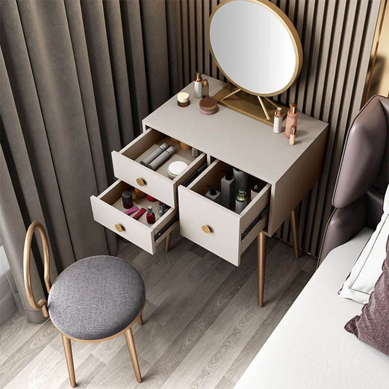 23. 6" Wide Vanity Table Set with Stool Modern 3-Drawer Dressing Table