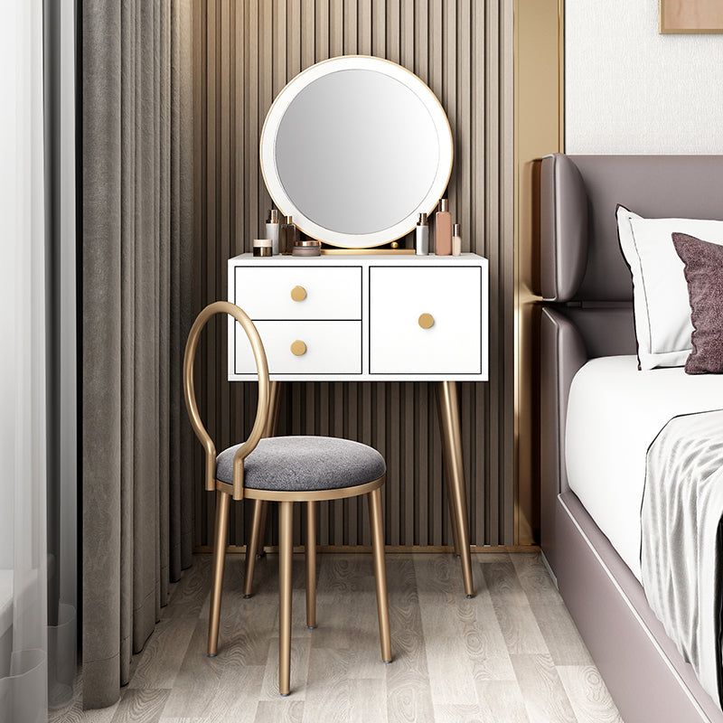 23. 6" Wide Vanity Table Set with Stool Modern 3-Drawer Dressing Table