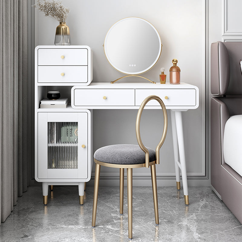 5-Drawer 1-Door Vanity Makeup Dressing Table Set with Stool - 31.5" W