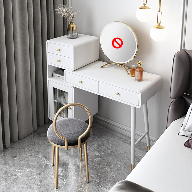 5-Drawer 1-Door Vanity Makeup Dressing Table Set with Stool - 31.5" W