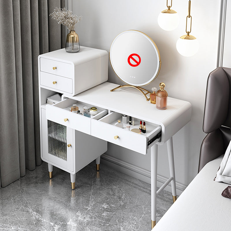 5-Drawer 1-Door Vanity Makeup Dressing Table Set with Stool - 31.5" W