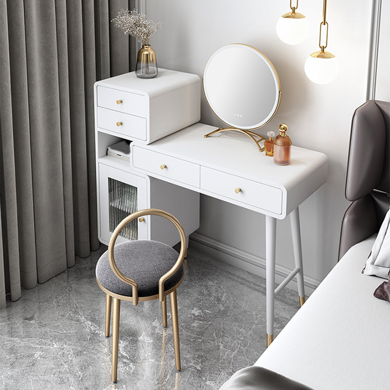 5-Drawer 1-Door Vanity Makeup Dressing Table Set with Stool - 31.5" W