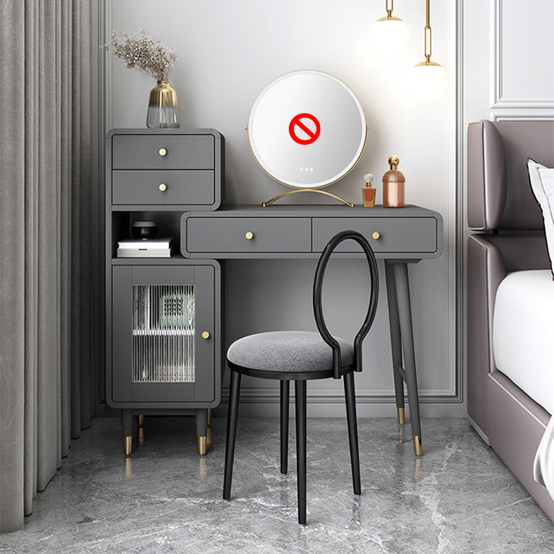 5-Drawer 1-Door Vanity Makeup Dressing Table Set with Stool - 31.5" W