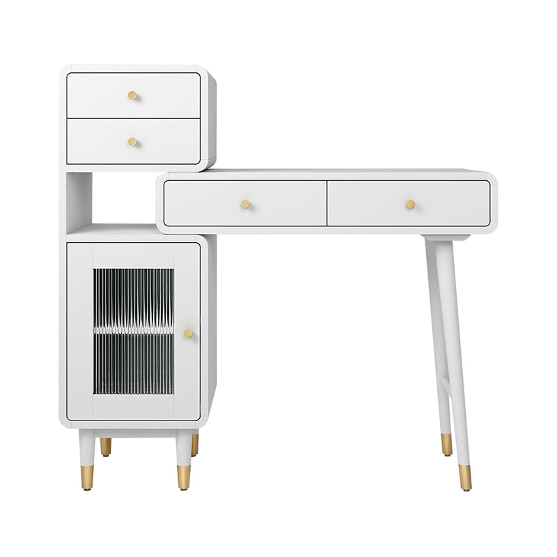 5-Drawer 1-Door Vanity Makeup Dressing Table Set with Stool - 31.5" W