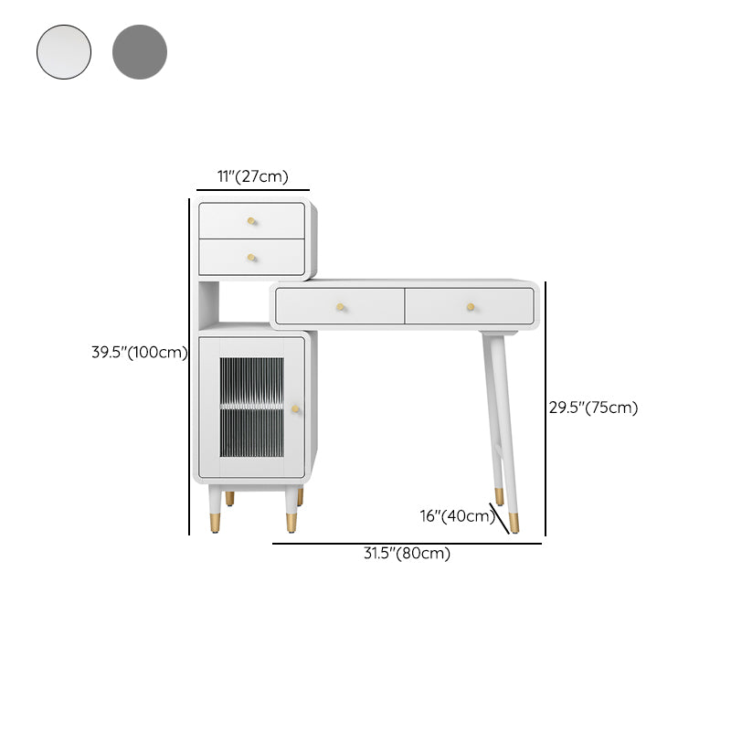 5-Drawer 1-Door Vanity Makeup Dressing Table Set with Stool - 31.5" W
